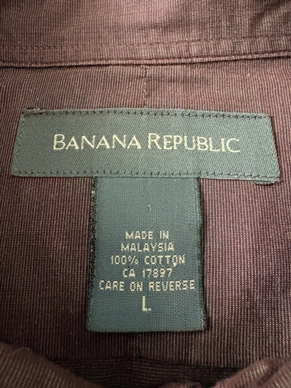 Banana Republic Men's 100% CottonLong Sleeve Button Up Shirt Burgundy Large